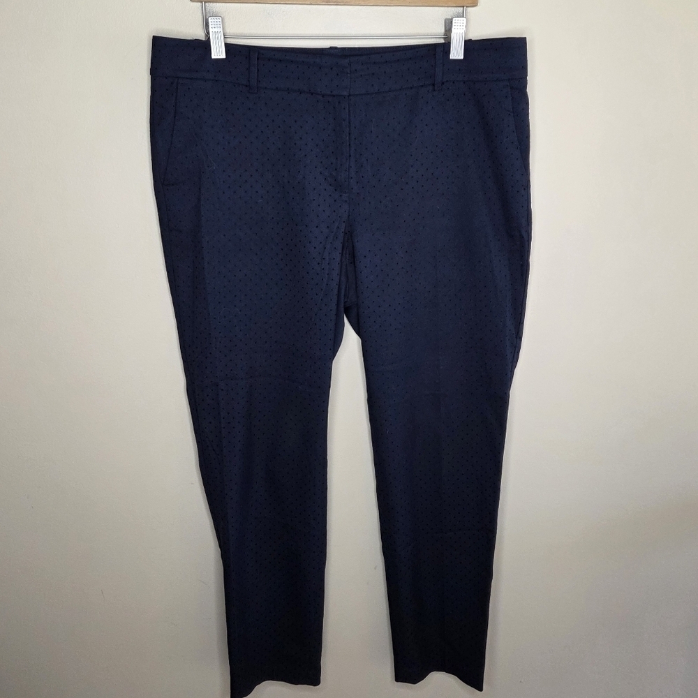 Ann Taylor | Dark Navy & Black Polka Dot Slim Straight Leg Pants Size 12
